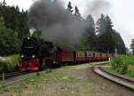 99 7234-0 nahm am 13.08.2014 mit P 8923 die Steigung Richtung Brocken von Drei-Annen-Hohne aus in Angriff