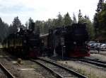 99 5906-5 und 99 5902 standen am 13.08.2014 mit dem Traditionszug in Schierke am 13.08.2014.Rechts steht 99 7247-2 mit dem P 8941.Fotograf war mein Vater Stefan Marx