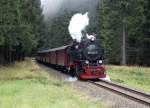 99 7245-6 donnert mit P 8929 durch den Harzwald bei Elend am 13.08.2014.Fotograf war mein Vater Stefan Marx
