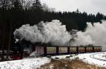 Mit meiner neuen Kamera der Nikon D 3200 ging es am 6.1.2015 in den Harz.Mit P 8941 verl�sst 99 7234-0 den Bahnhof Drei-Annen-Hohne.Bild des Monats Januar.2015.