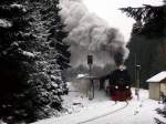 99 236 bei der Ausfahrt aus Schierke am 6.1.2015.Fotograf war mein Vater.