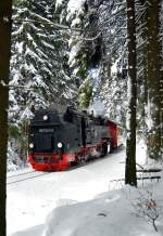 99 7241-5 kam mit N 8940 am 03.04.2015 vom Brocken kurz vor Schierke Bergab gerollt.