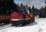 199 874-9 bei der Durchfahrt mit der Schneefr�se in Schierke am 03.04.2015.Fotograf war Stefan Marx.