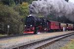 99 7243-1 am 22.09.2017 in Richtung Brocken, bei der Ausfahrt aus Drei-Annen-Hohne.