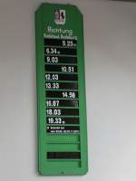 Fahrplanauskunft im Bahnhof Moritzburg gesehen am 19. Juni 2015.
