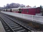 Mecklenburgische B�derbahn  Molli  Personenwagen im BNahnhof Bad Doberan am 13.4.13 