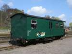 Gep�ckwagen mit dem RBB-Logo(R�gensche B�derbahn),am 05.Mai 2013,abgestellt in Putbus.