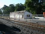 Die Lokhalle vom G�hrener Lokschuppen ist schon abgerissen,nur noch der Anbau steht noch.Aufgenommen am 02.August 2013.