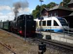 Am 13.Juni 2009 traf sich der Roland in Putbus auf den OLA Triebwagen 702.Mittlerweile f�hrt die OLA nicht mehr zwischen Lauterbach Mole un Bergen/R�gen.