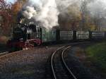 Am 07.November 2011 lag noch kein Schnee,als 99 4802 mit ihren Zug aus G�hren in Sellin Ost einfuhr.