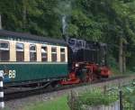 Ein Zug der R�BB bei der Ausfahrt in Sellin West 03.07.2013 18:04 Uhr.