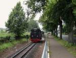99 1782-4 (Rasender Roland) zu sehen am 14.07.14 bei der Ausfahrt in Binz.