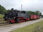 Nach ihrer jahrelanger Abstellung auf dem Putbuser Millionengleis fand 99 1783 im Traditionsbereich einen neuen Abstellplatz.Aufnahme vom 04.August 2014.