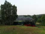 99 1781-6 passiert mit P 232 die Birkenkurve vor Seelvitz,eine der schönsten Stellen der RüBB.