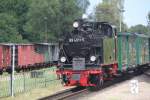 99 4011-5 f�hrt am 15.07.2014 in den Bahnhof Putbus ein.