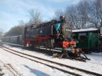 Aufgebockt stand 99 1781,am 28.Dezember 2014,in Putbus.