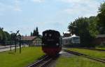99 4011-5 bei der Ausfahrt aus Putbus am 02.08.2015 mit P 107.
