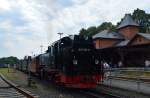 99 1781-6 stand am 08.08.2015 mit P 105 abfahrbereit in Putbus