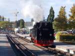 Los ging es für 99 1781,am 11.Oktober 2015,über den Bahnhof in Binz zudampfen.