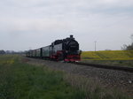 Wenige Kilometer vor Putbus erwischte ich 99 1781 am 30.April 2016.