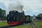 99 1781-6 bei der Ausfahrt mit P 105 aus Putbus am 18.07.2016