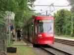 Eine Stra�enbahn in Darmstadt Waldfriedhof am 08.Sept.2013