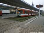 Wagen 636 der HAVAG ist nach einem Unfall unterwegs zum Betriebshof