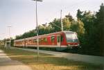628/928 643 im Einsatz zwischen Binz und Bergen/R�gen im Kreuzungsbahnhof Prora.