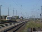 PRESS 650 032-4 bei der Ausfahrt aus Bergen auf R�gen nach Lauterbach Mole �ber Putbus am 30.4.14