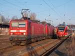 143 192,143 934 und der Flirt 429 028 zusammen,am 03.Januar 2016,in Bergen/R�gen.