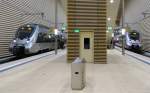 Begegnung zweier S-Bahnzüge in der Station Leipzig-Markt.