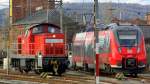 294-745 fährt in Bamberg an der Abstellanlage vorbei wo 442-107 eine Pause macht.