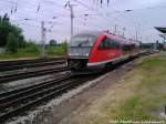 642 078/578 als RB12 mit ziel Graal-M�ritz (In der Zielanzeige Steht noch Rostock Hbf drinne) bei der Ausfahrt aus Rostock Hbf am 22.6.13 