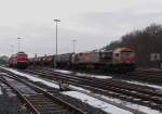 HVLE Tiger V330.4 (250 004-9) ist am 16.01.14 bei der Ausfahrt in Marktredwitz zusehen.