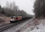 V490.2 der hvle fuhr am 22.01.14 mit einem Kesselzug durch das Vogtland.