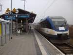 OLA VT 0010 mit Ziel Ueckerm�nde Stadthafen im Bahnhof Pasewalk am 14.12.13