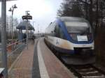 OLA VT 0010 mit Ziel B�tzow im Bahnhof Pueckerm�nde Stadthafen am 14.12.13 