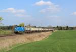 204 022 der PRESS ist am 06.04.14 mit einem Kesselzug an der Sch�psdrehe nahe Plauen/V.