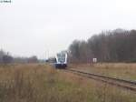 Ein Triebwagen der UBB bei Barth am 30.11.2014