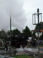 Die am Zugschlu� h�ngende 41 018(Dampflok Gesellschaft M�nchen)bei der Ausfahrt aus B�rstadt.Sie und 41 360 fuhren am 2.Tag des Dampfspektakels auf der Nibelungenbahn zwischen Bensheim und Worms