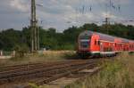 Ein Steuerwagen der Linie S1 bei der Einfahrt in Coswig 24.08.2013  15:32 Uhr