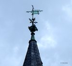 Wetterfahne von 1896 auf dem Turm der Dorfkirche in Hestedt, Altmarkkreis Salzwedel.