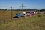 Eine wertvolle Fracht in Form von unz�hligen Kleintransportern bef�rdert hier 186 945 des �sterreichischen Unternehmens LTE.