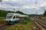 Zwei urspr�nglich von der Bayerischen Oberlandbahn eingesetzte Talent, die ein neues Einsatzgebiet bei der eurobahn in Ostwestfalen gefunden haben; 643 116 und 643 109; waren am 29.07.22 auf der Linie