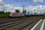 185 583 der hvle f�hrt am 26.07.2023 mit einem G�terzug in Hamm Gbf ein.