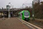 Die gr�n/wei�en FLIRT-Triebwagen mit denen die Firma Abellio im Auftrag des VRR einen Teil des dortigen S-Bahn-Netzes bedient sind zwischen Emscher, Ruhr und Wupper mittlerweile zu einem gewohnten