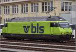 Re 465 015 der BLS im neuen Farbkleid zu Besuch in Deutschland.