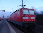 143 300-2 mit S-1 von Warnemnde nach Rostock Hbf kurz nach Ankunft im Bahnhof Rostock-Bramow.(19.03.2011)