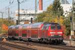 218 416-6 am Ende eines Regionalzuges auf dem Weg zum Mnchner Hauptbahnhof am 21.