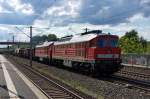 232 358-2 & 232 379-8 DB Schenker Rail Deutschland AG mit einem gemischtem Gterzug aus Brandenburg Altstadt in Nennhausen und fuhren in Richtung Wustermark weiter.